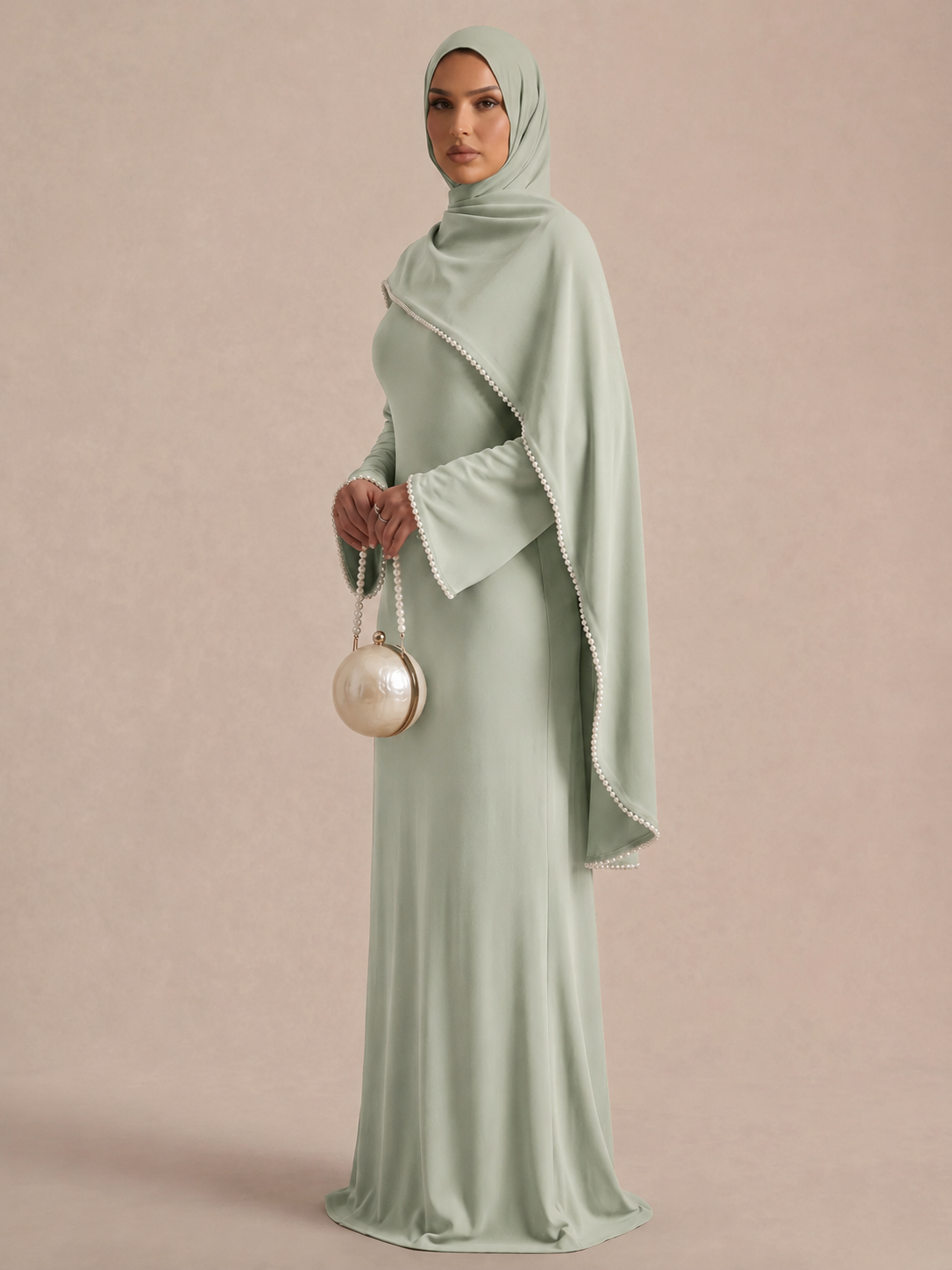 Abaya Vert Clair - Caftania Paris
