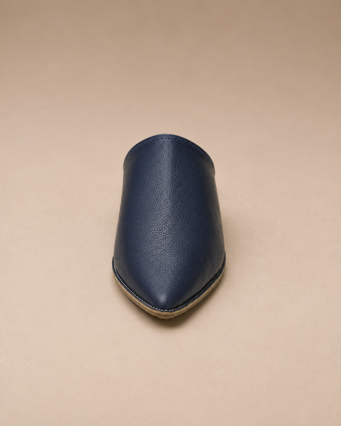 Babouches Marocaines en Cuir Bleu Nuit
