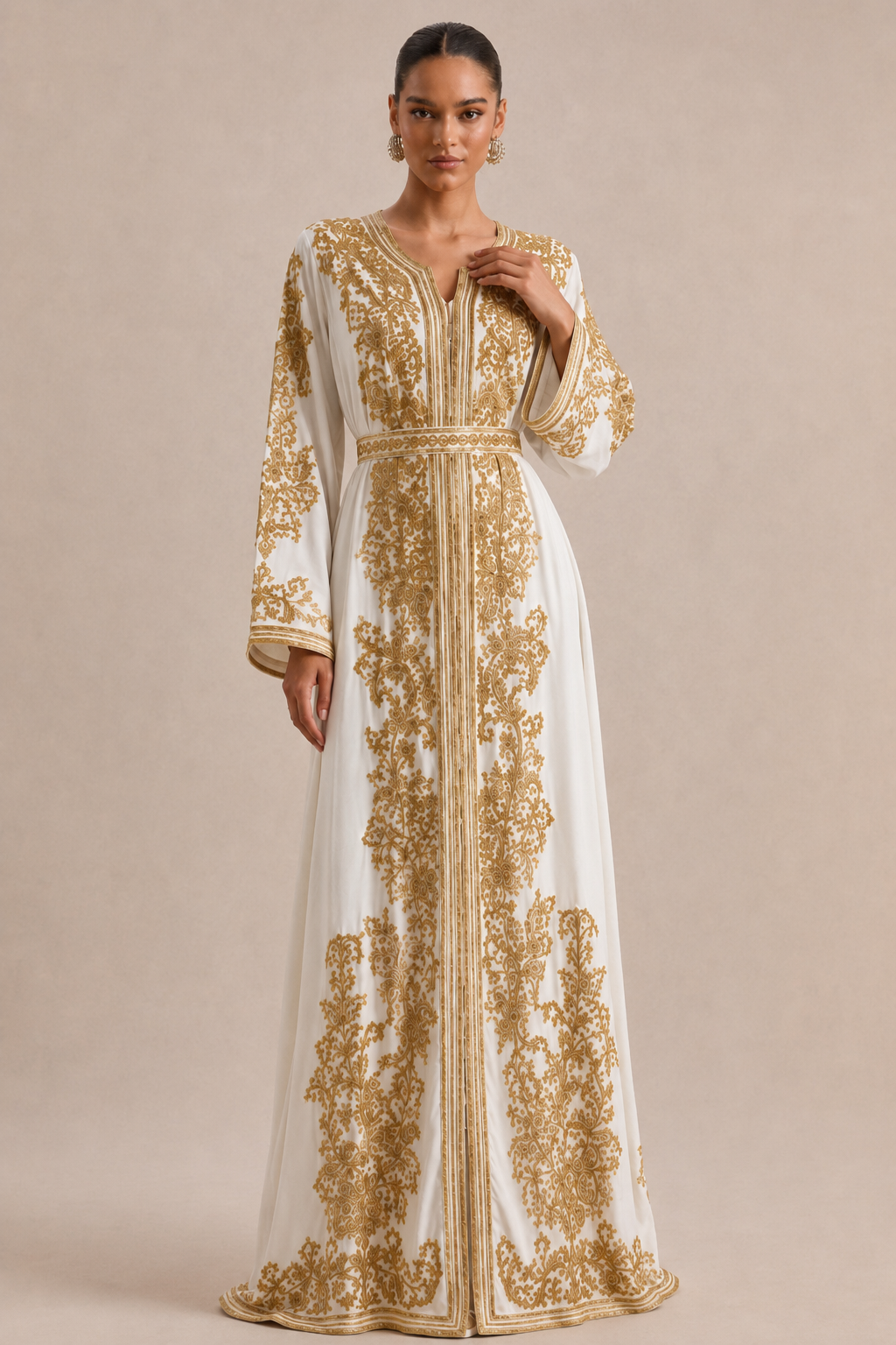 Vestido caftán blanco