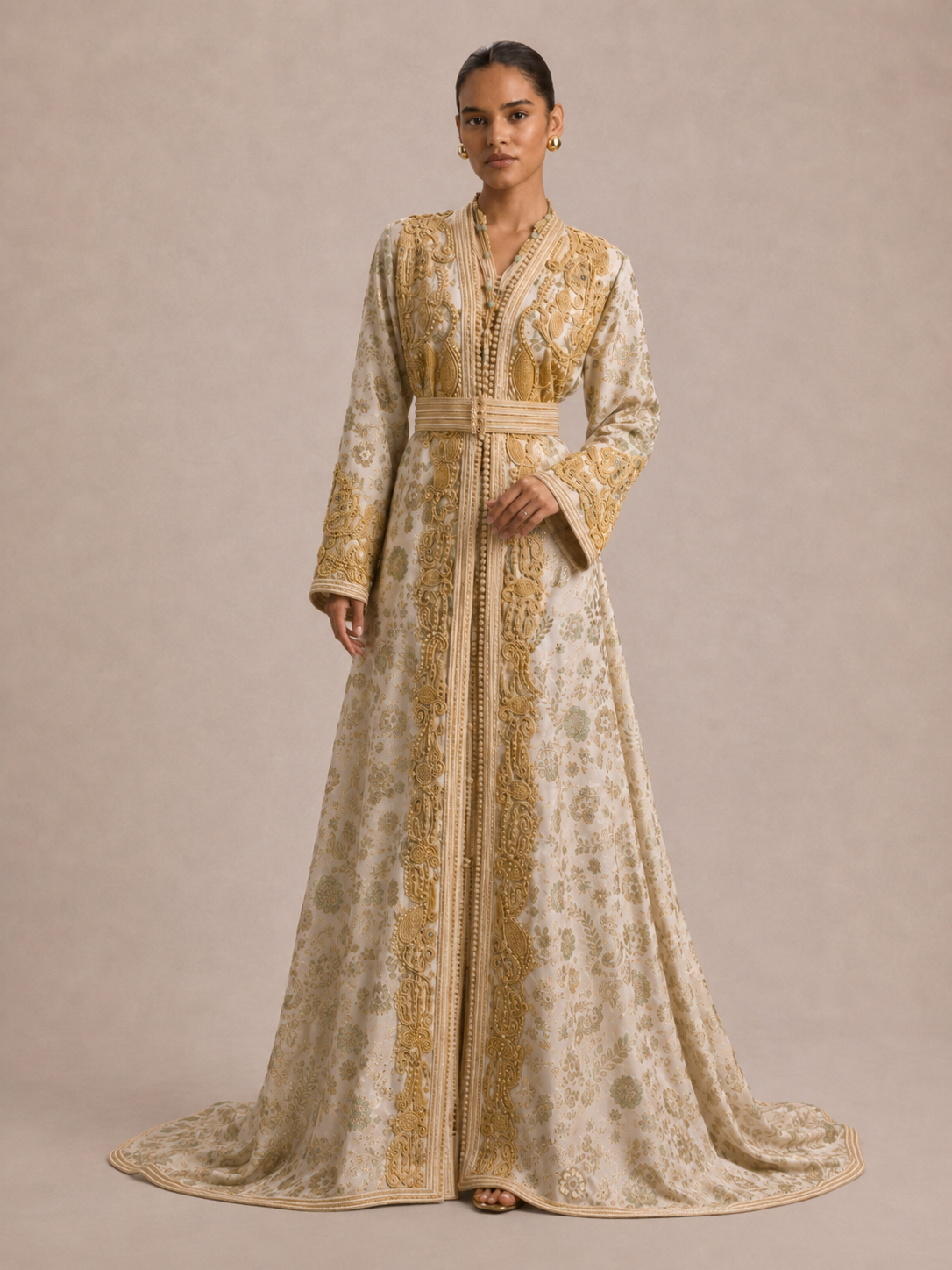 White and Gold Caftan