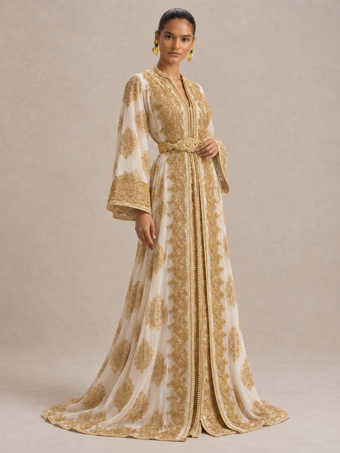 Weiß-goldener Kaftan