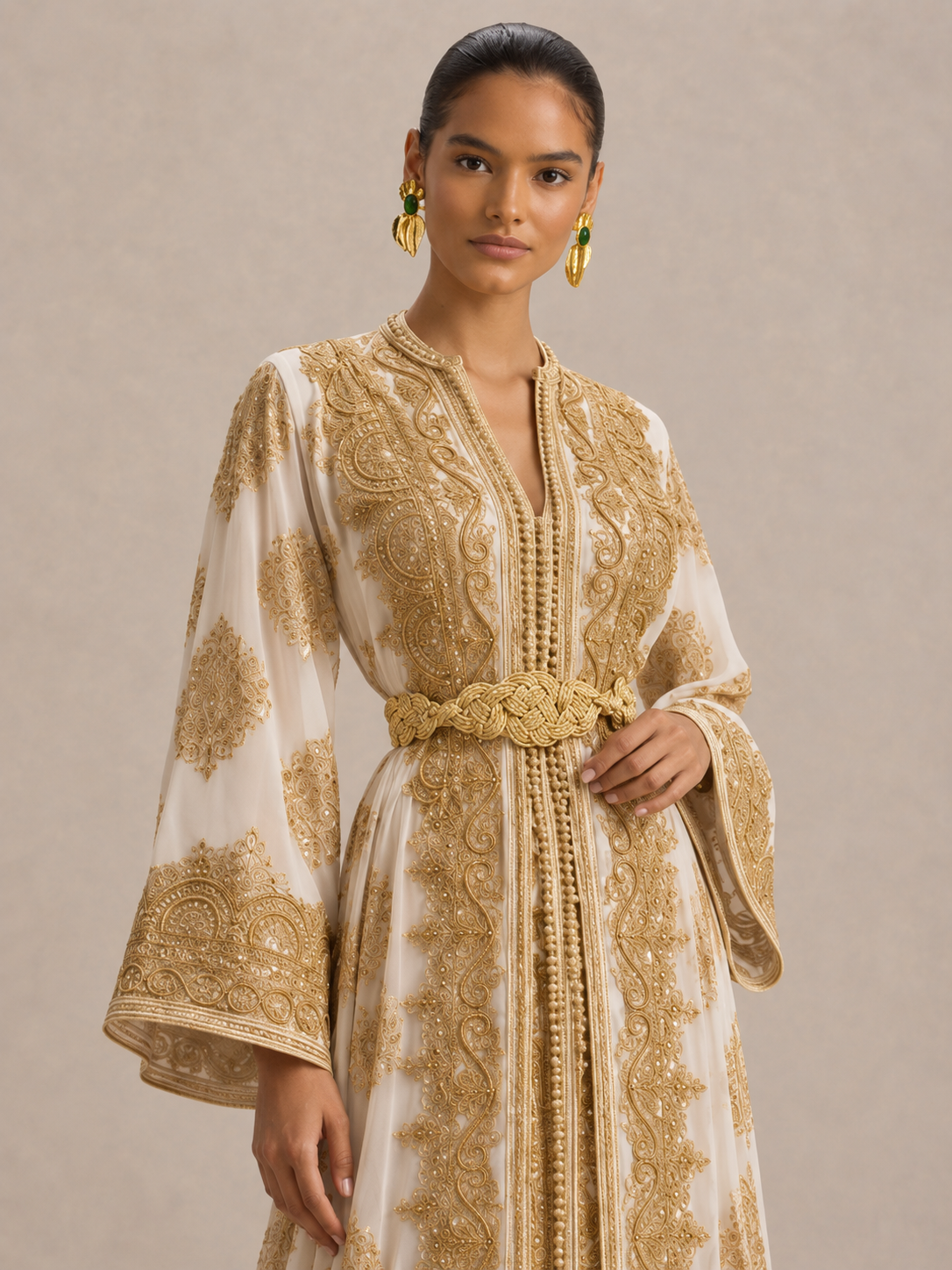 Weiß-goldener Kaftan