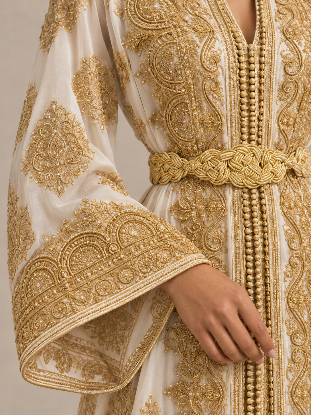 Weiß-goldener Kaftan