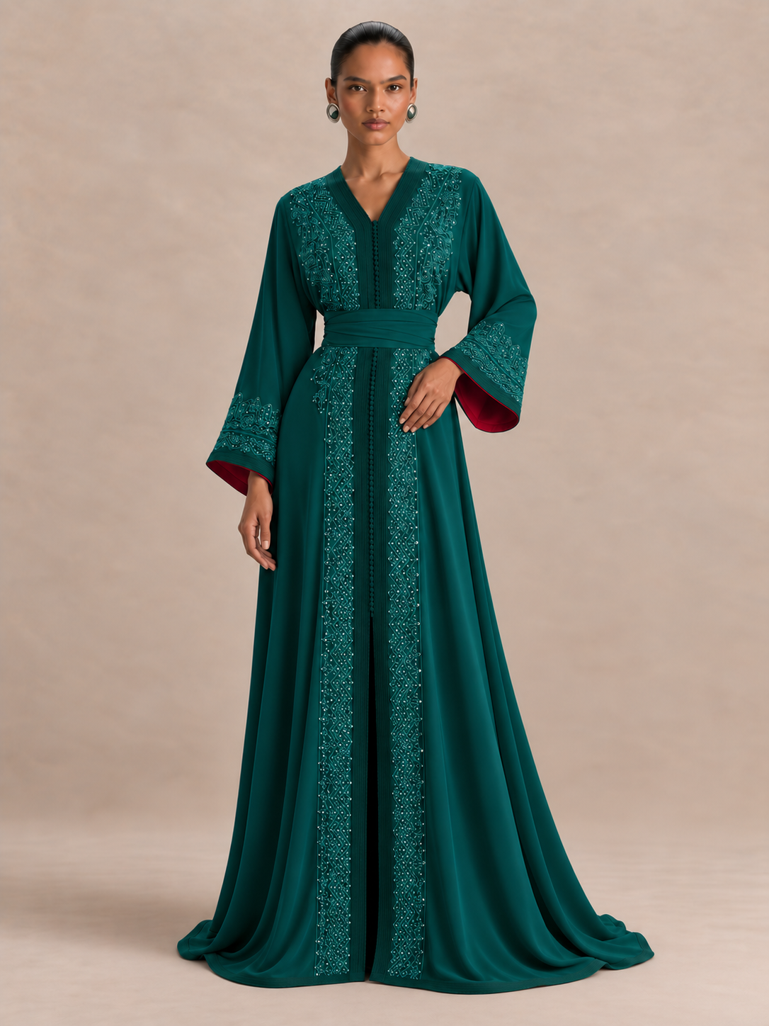 Caftán de boda verde