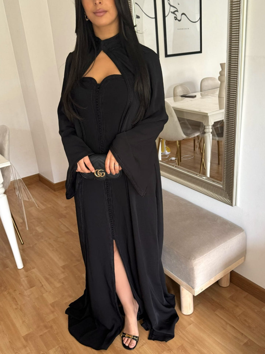 Caftan Marocain Noir - Caftania Paris