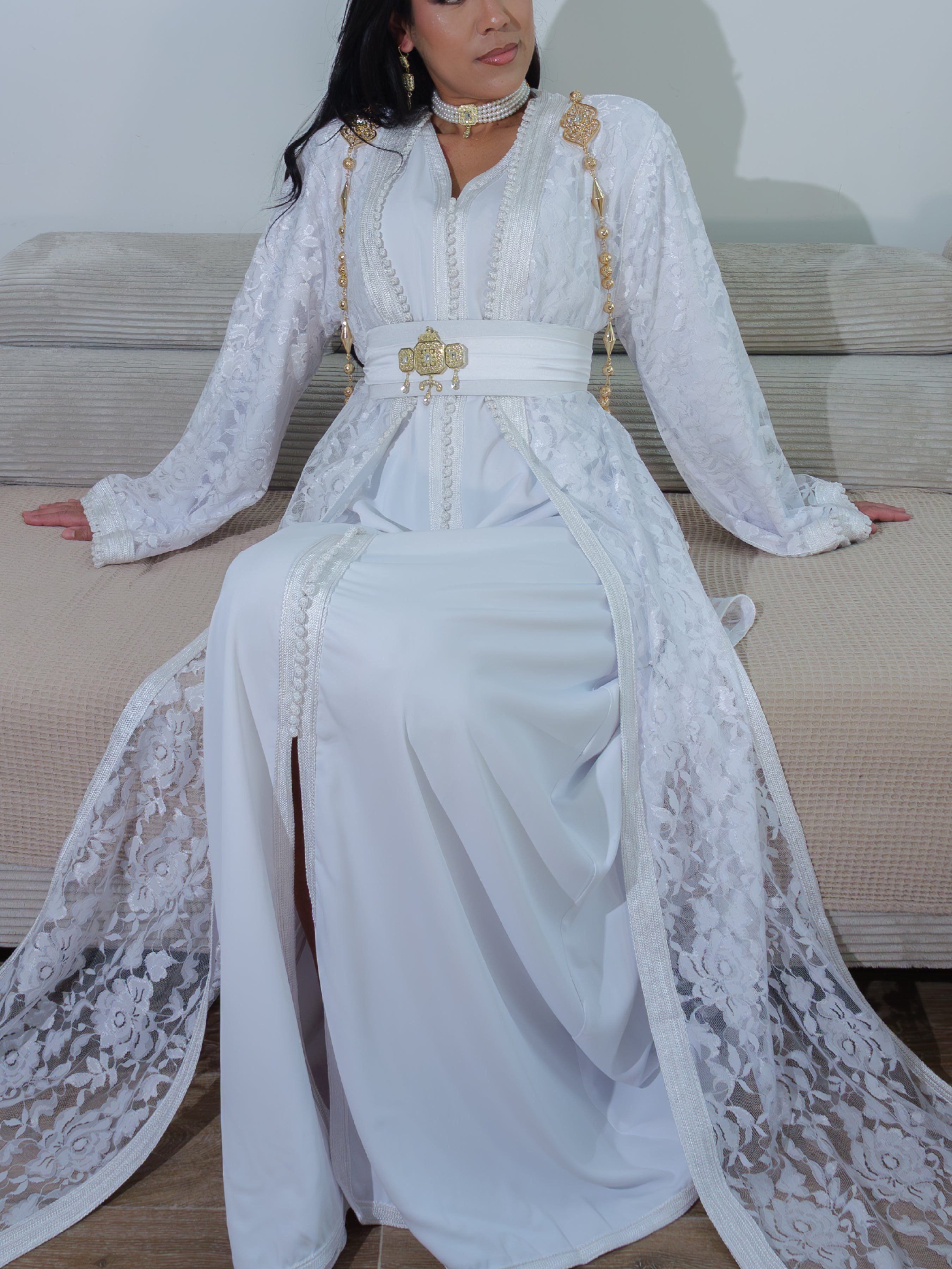 Caftan Mariage Blanc Moderne - Caftania Paris