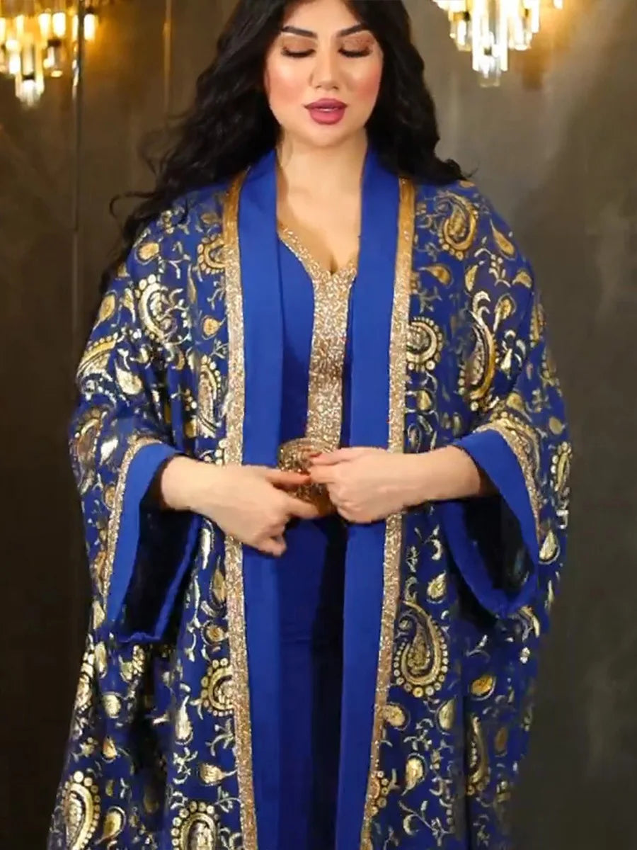 caftan marocain bleu royal - Caftania Paris