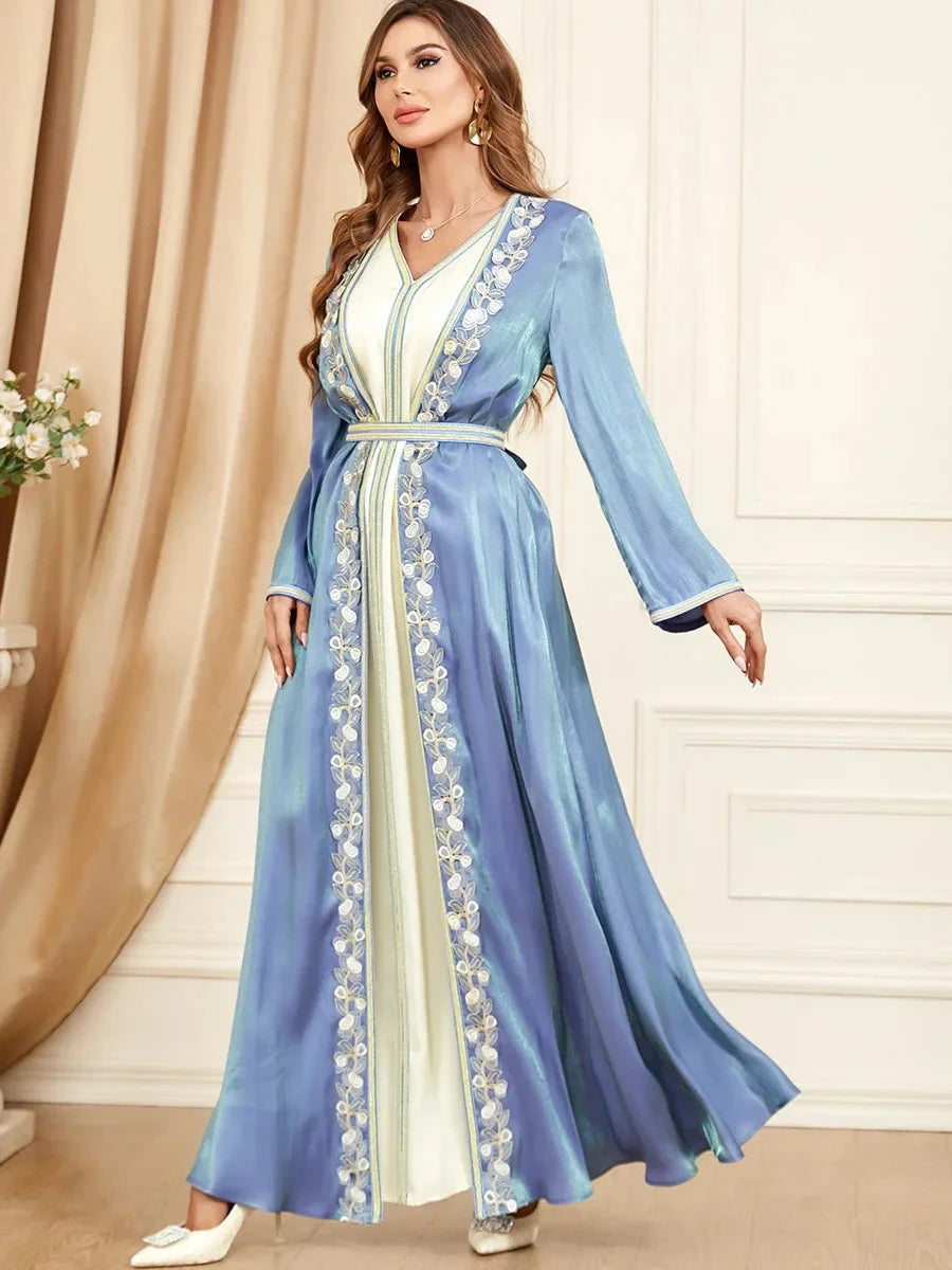 Caftan Blanc et Bleu - Caftania Paris