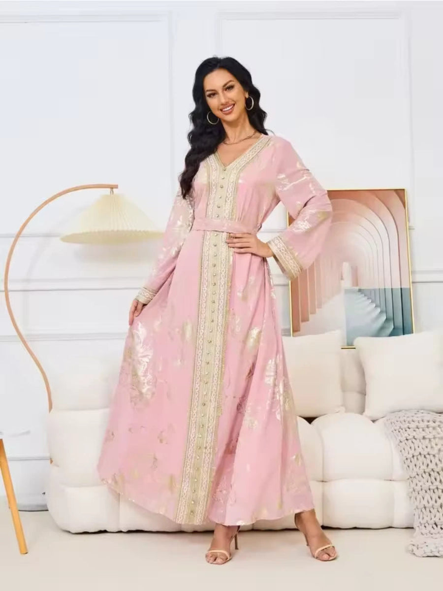Caftan Rose et Blanc - Caftania Paris
