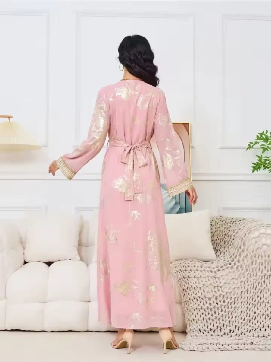 Caftan Rose et Blanc - Caftania Paris