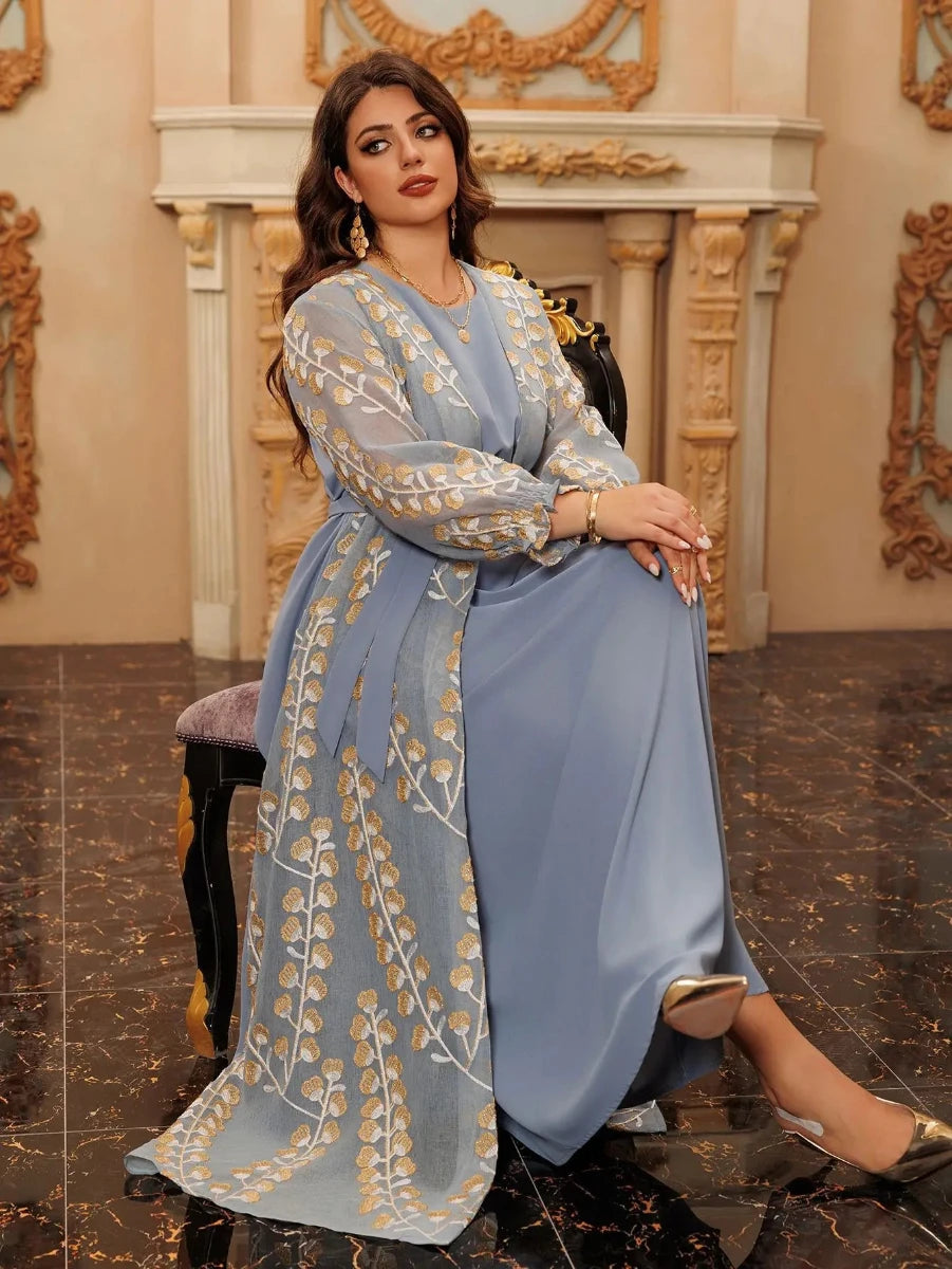 Caftan Bleu Gris - Caftania Paris