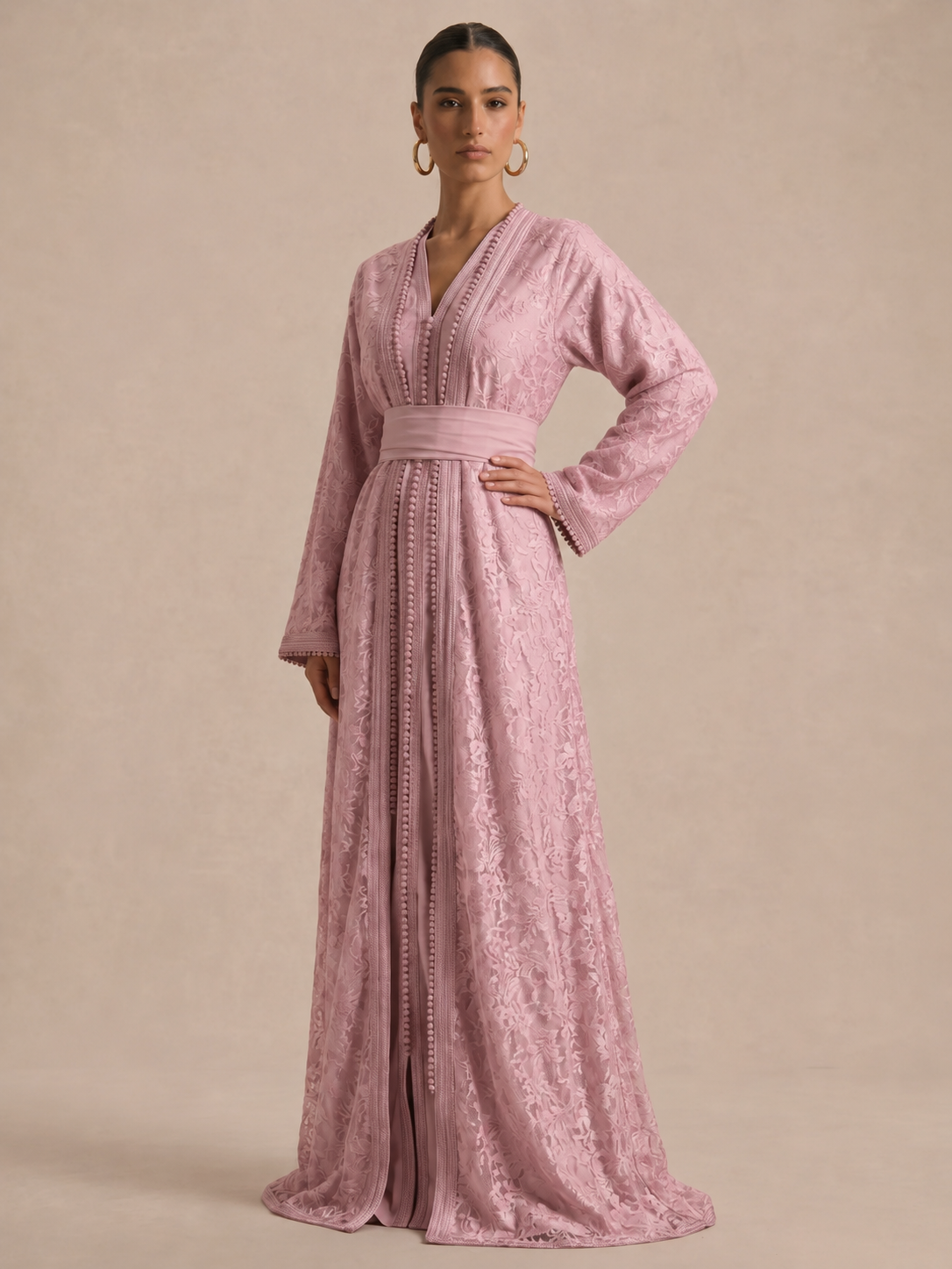 Caftán rosa caramelo