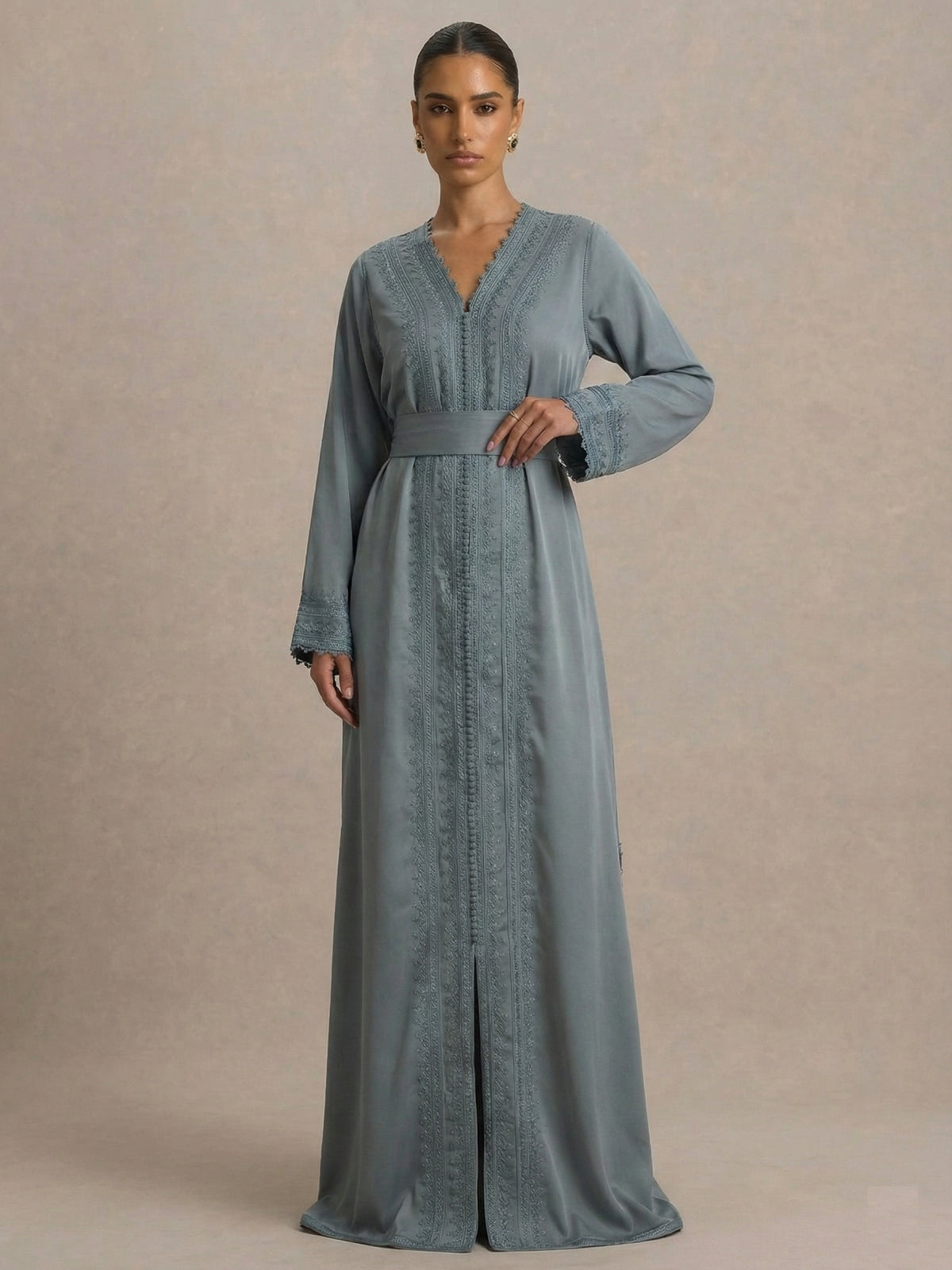 Caftan Bleu Gris - Caftania Paris