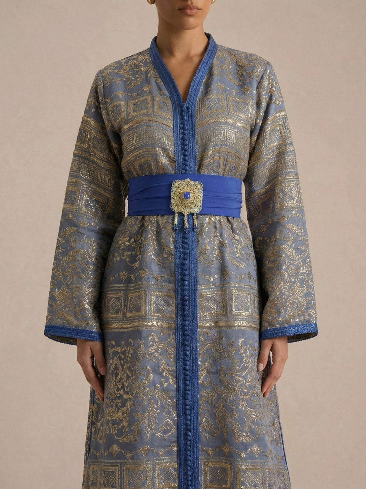 Caftan Bleu Simple - Caftania Paris