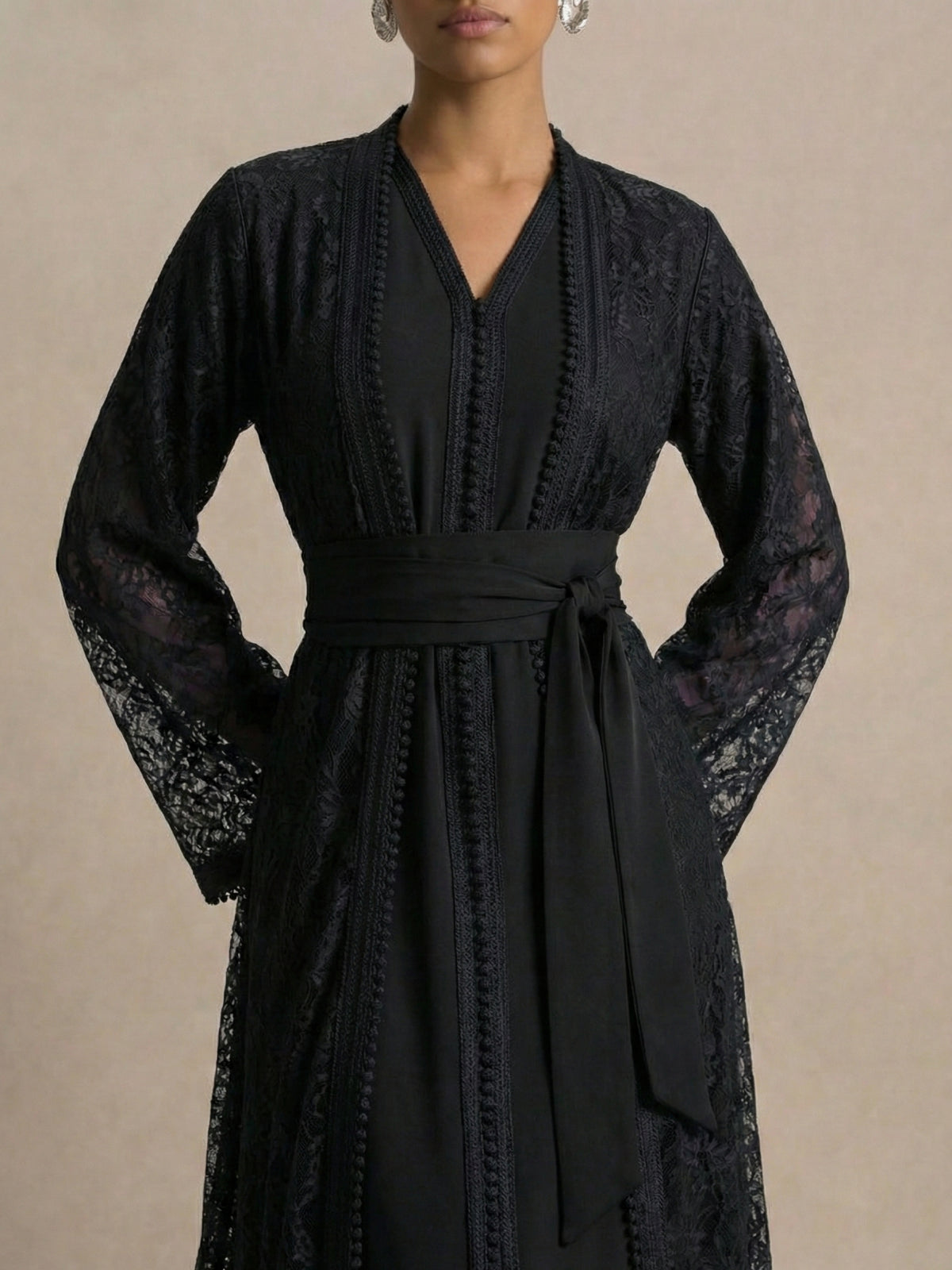 Caftan Noir Simple - Caftania Paris