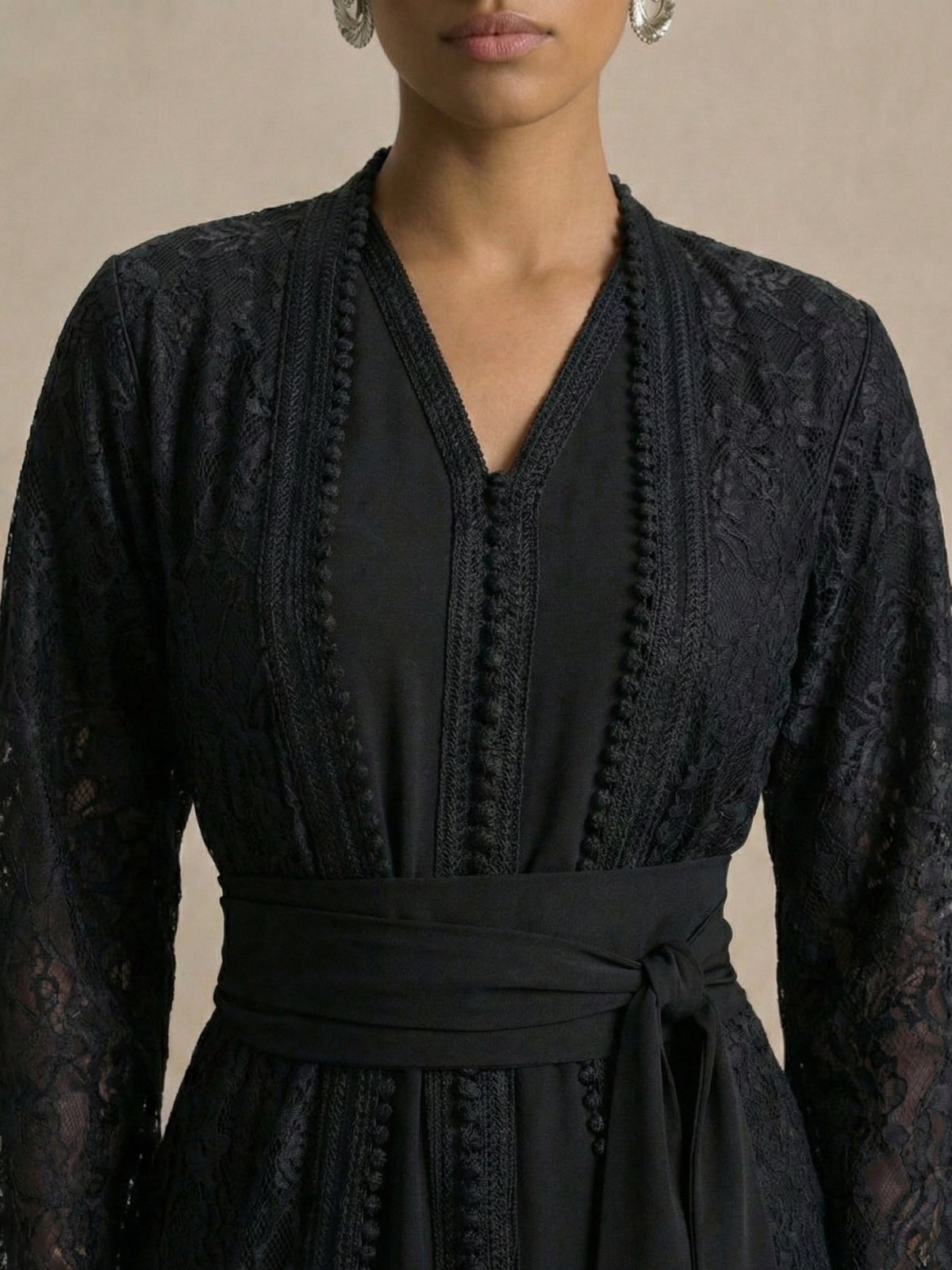 Caftan Noir Simple - Caftania Paris