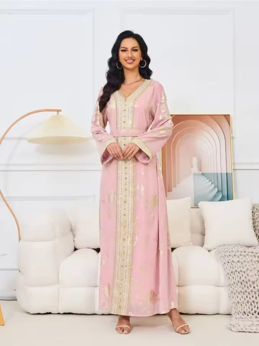 Caftan Rose et Blanc - Caftania Paris