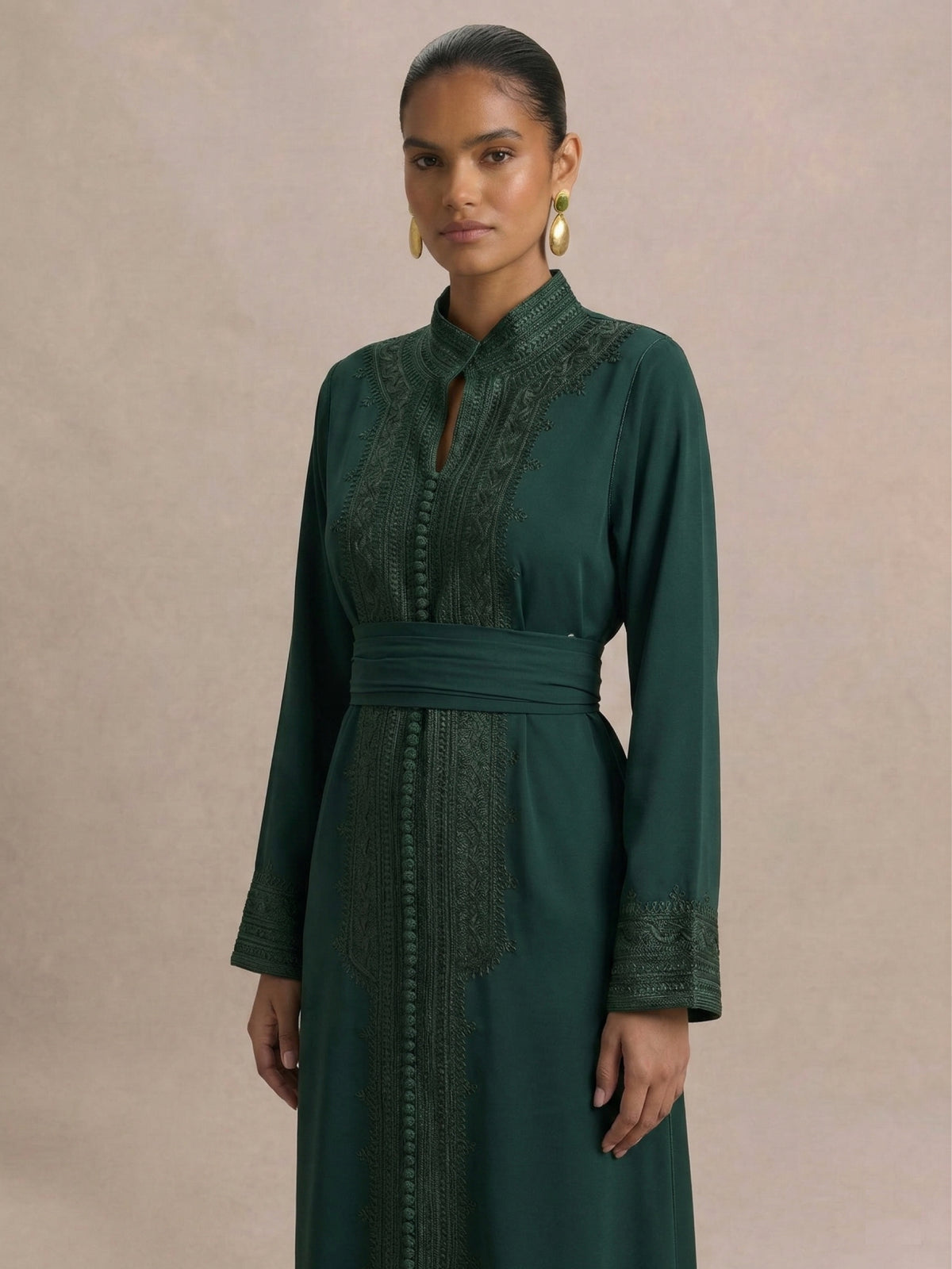Caftan Simple Vert | Caftania Paris