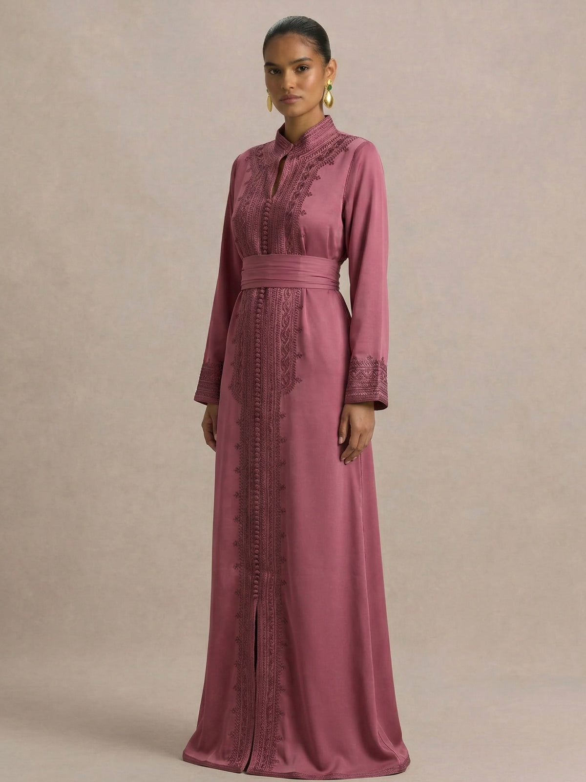 strapless open back dress Pink Moroccan Caftan
