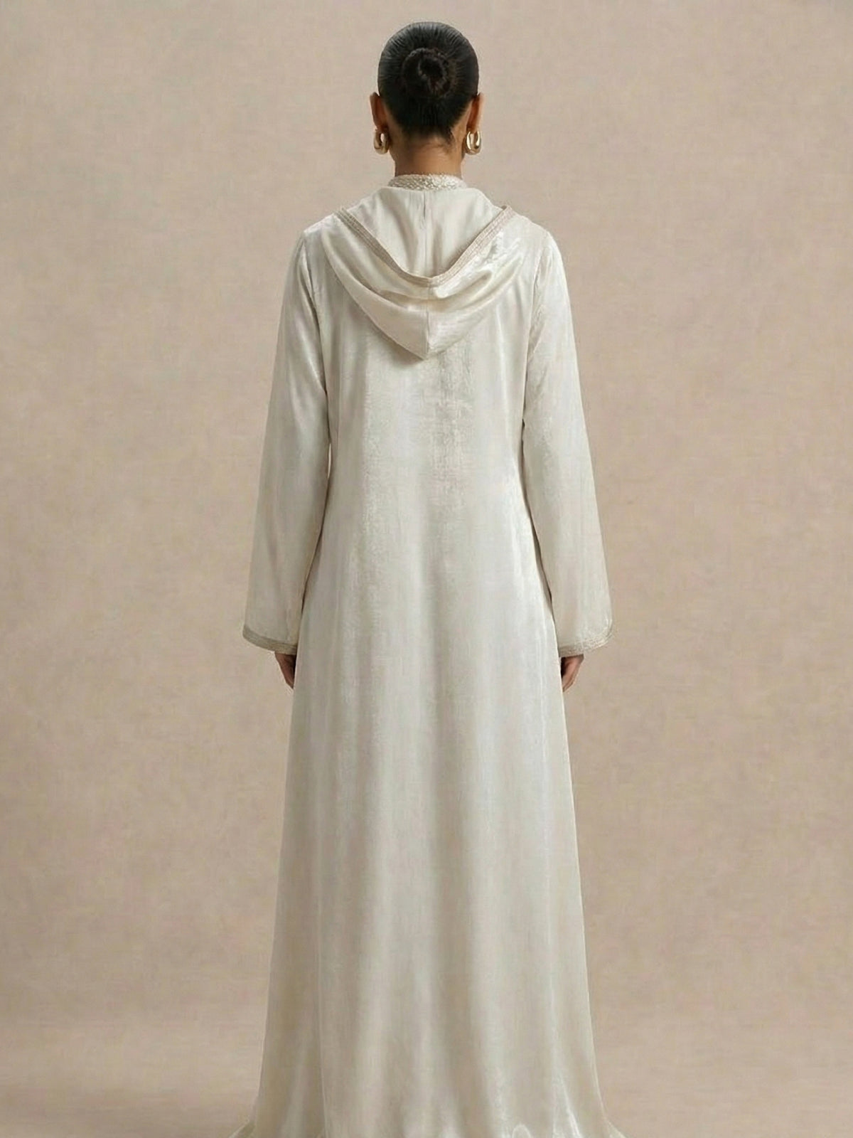 Djellaba Blanche Et Dore (2 pièces) - Caftania Paris