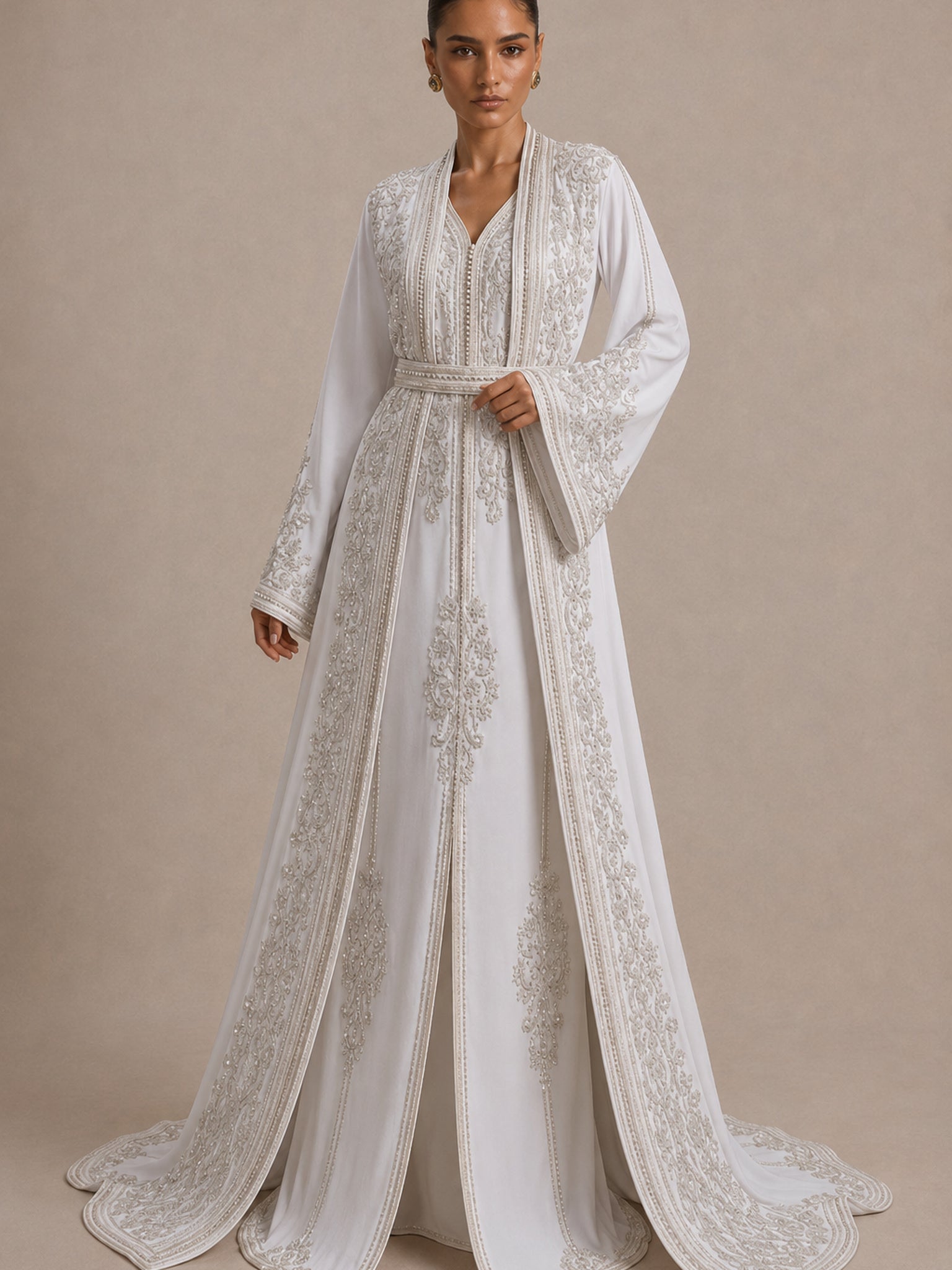 Silver White Caftan