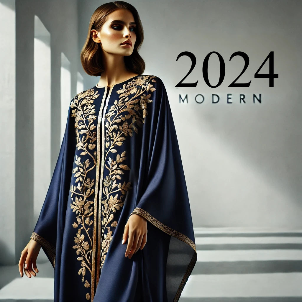 Femme élégante portant un caftan moderne 2024 | Caftania Paris