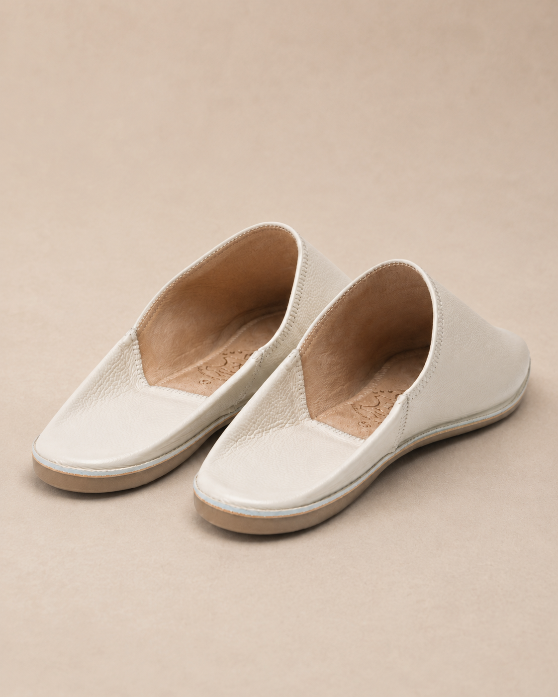 Babouches Marocaines en Cuir Blanc