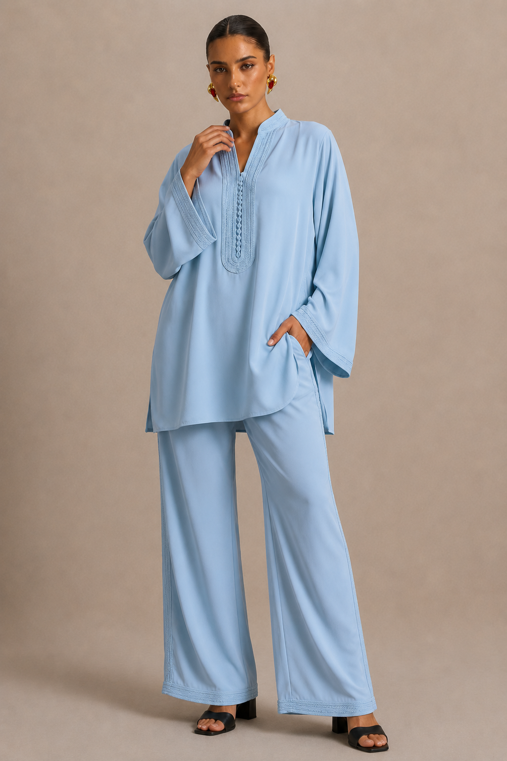Ensemble Beldi Lina – Bleu Ciel Brodé