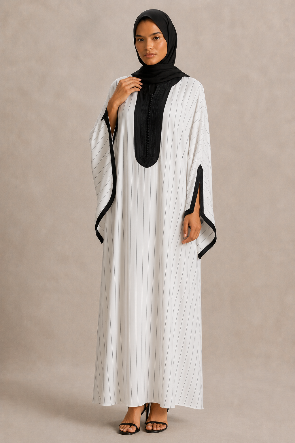 Gandoura Safia – Blanc Rayé Noir