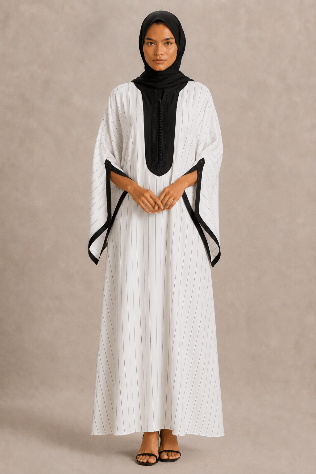 Gandoura Safia – Blanc Rayé Noir