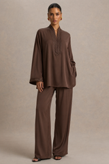 Beldi Kenza Set – Embroidered Chocolate