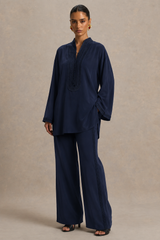 Beldi Noor Set – Embroidered Midnight Blue