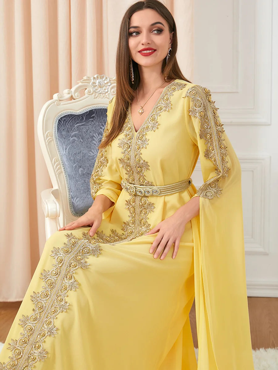 Caftan Jaune Poussin - Caftania Paris