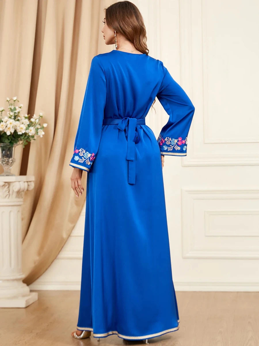 Caftan Bleu Turquoise et Doré - Caftania Paris