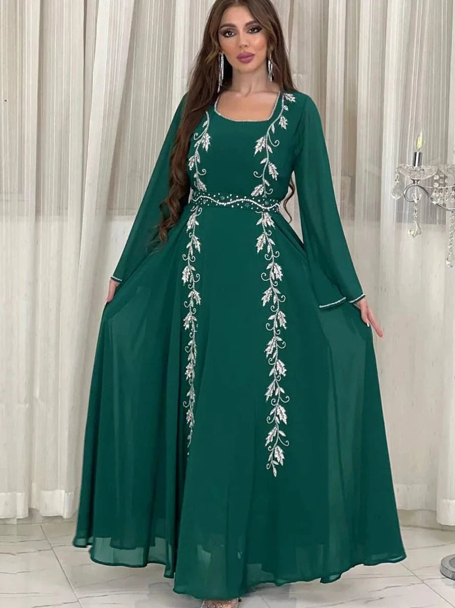 Caftan Jawhara Vert - Caftania Paris