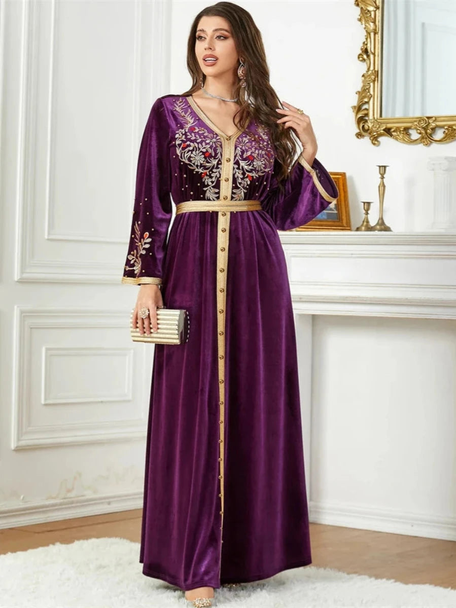 Caftan Velour Violet - Caftania Paris