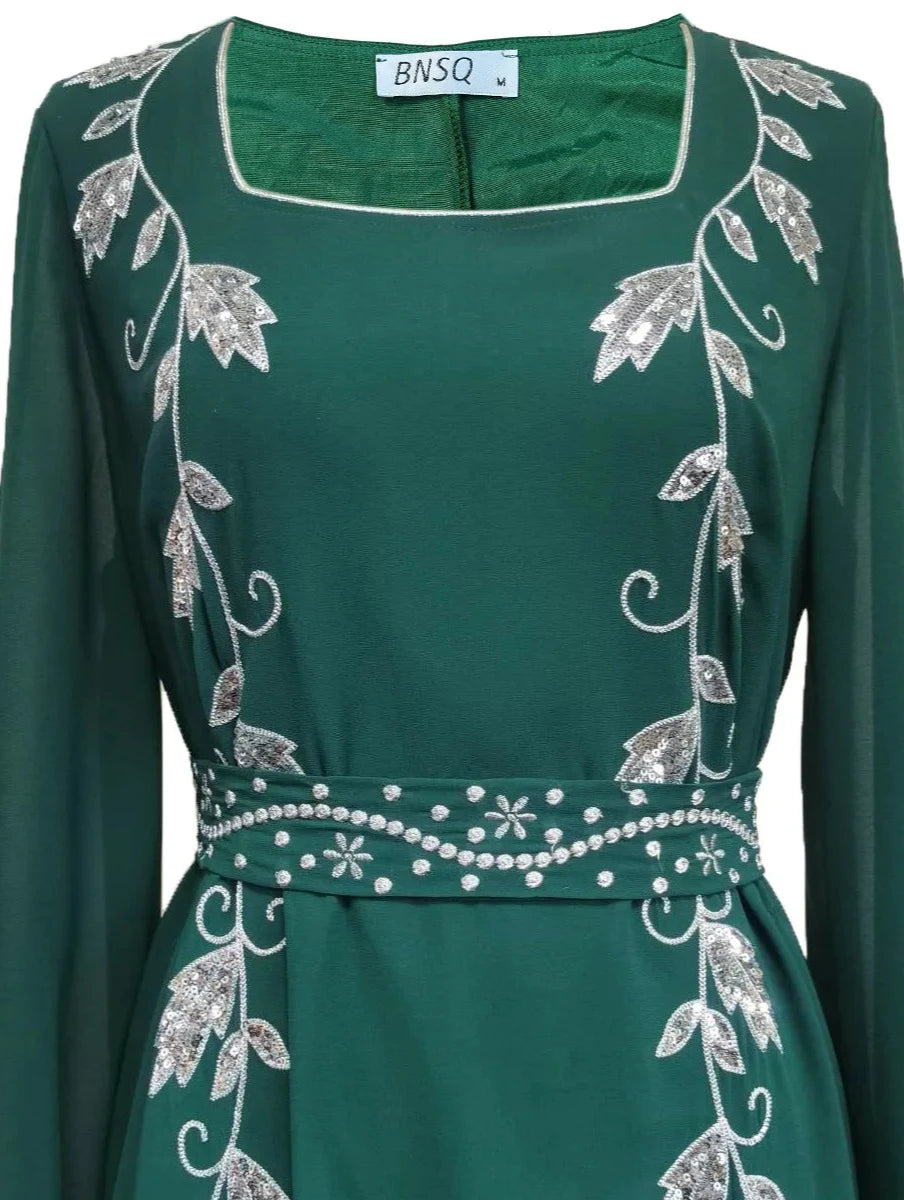 Caftan Jawhara Vert - Caftania Paris