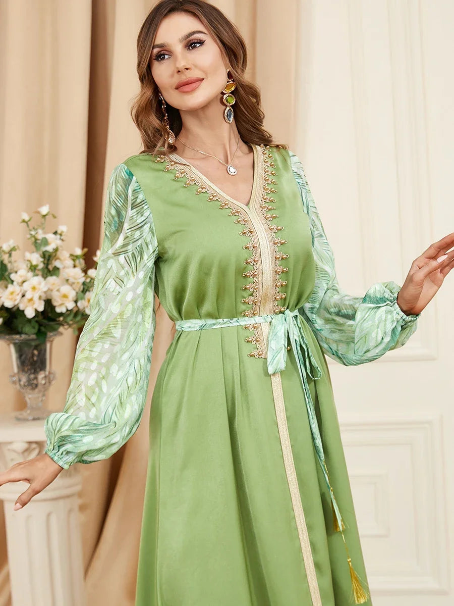 Caftan Hlel Vert - Caftania Paris