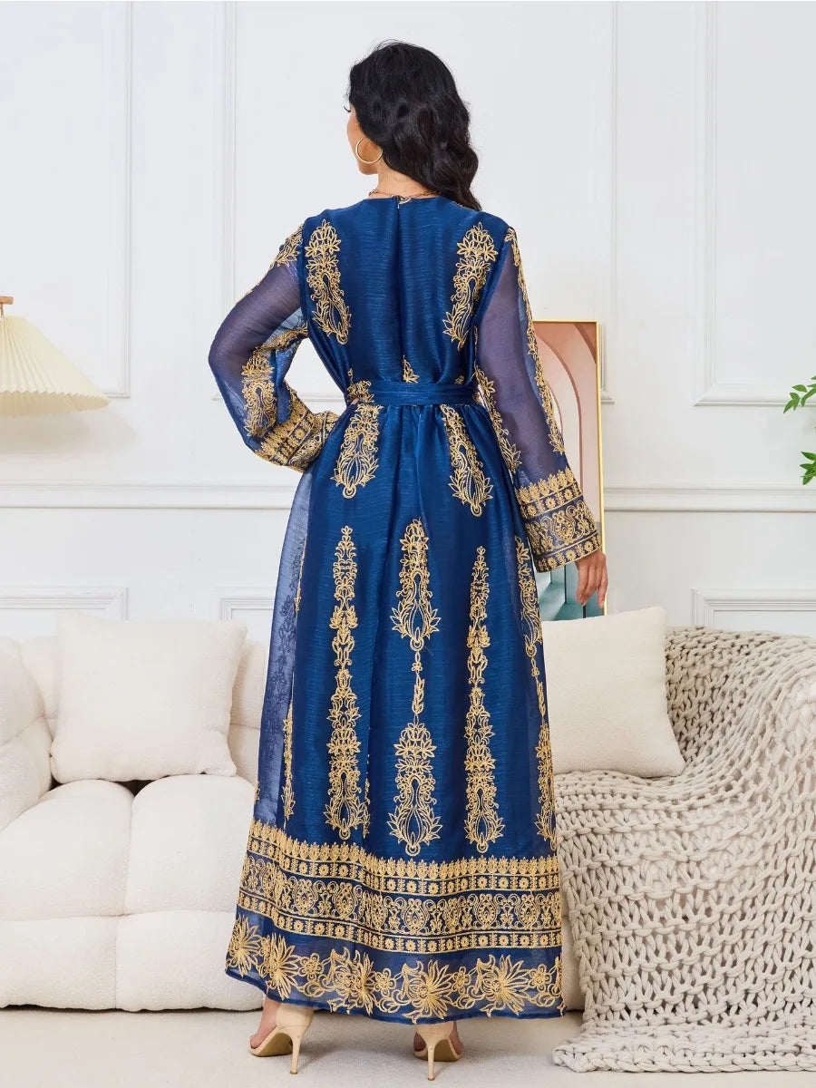 Caftan Bleu Roi et Doré - Caftania Paris