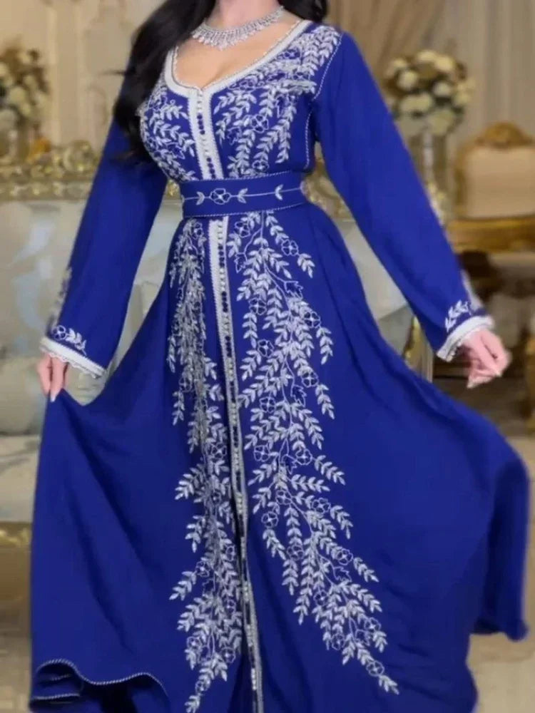 Caftan Bleu Roi et Argenté - Caftania Paris