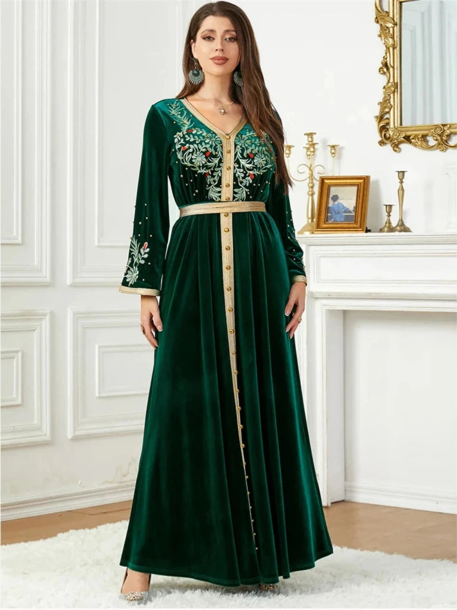 Caftan Vert Olive - Caftania Paris