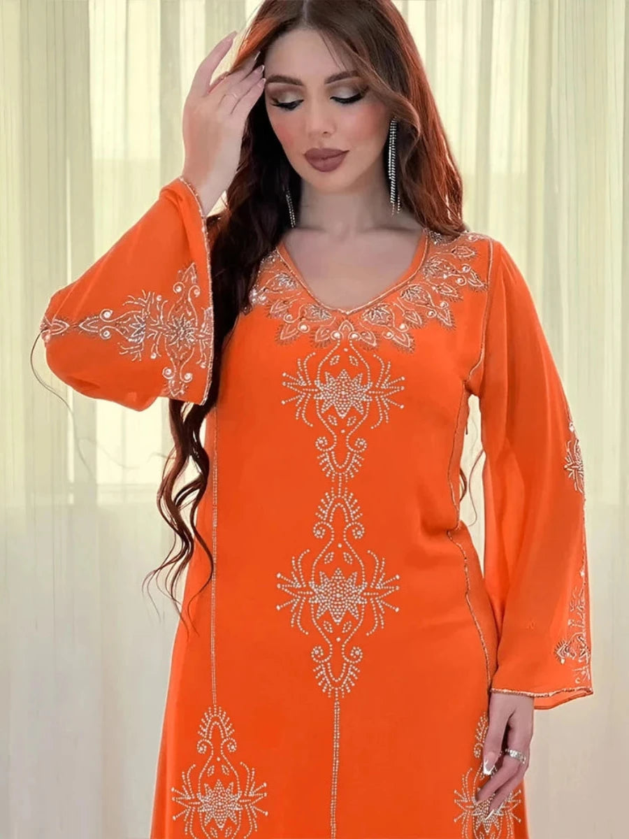 Caftan Marocain Orange - Caftania Paris