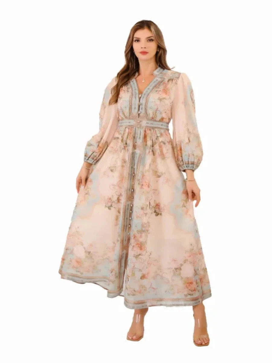 Caftan Rose et Blanc - Caftania Paris