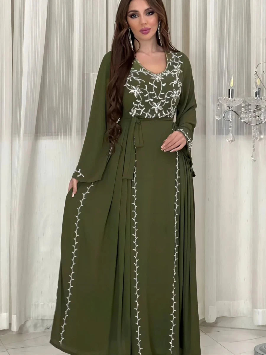 Caftan Marocain Vert - Caftania Paris