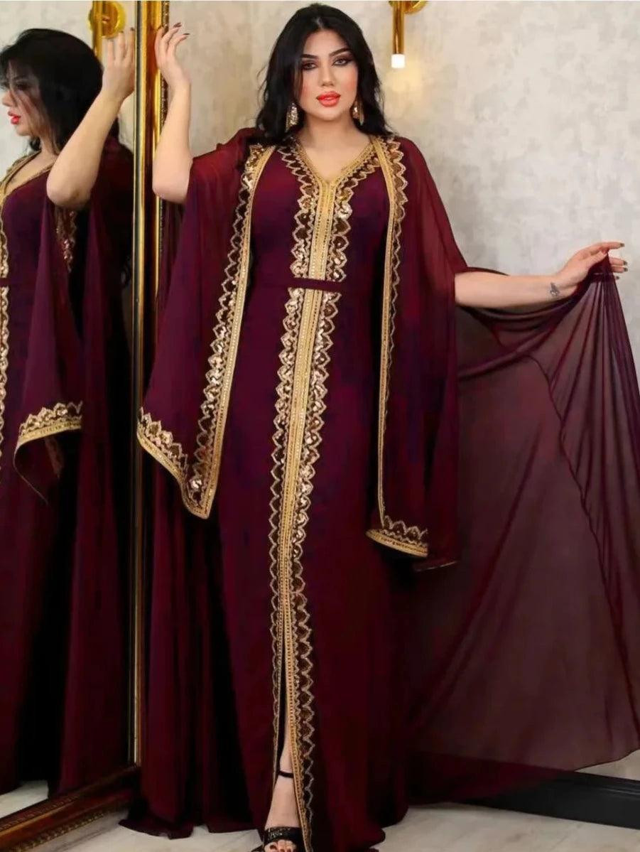 Caftan Rouge Bordeaux - Caftania Paris