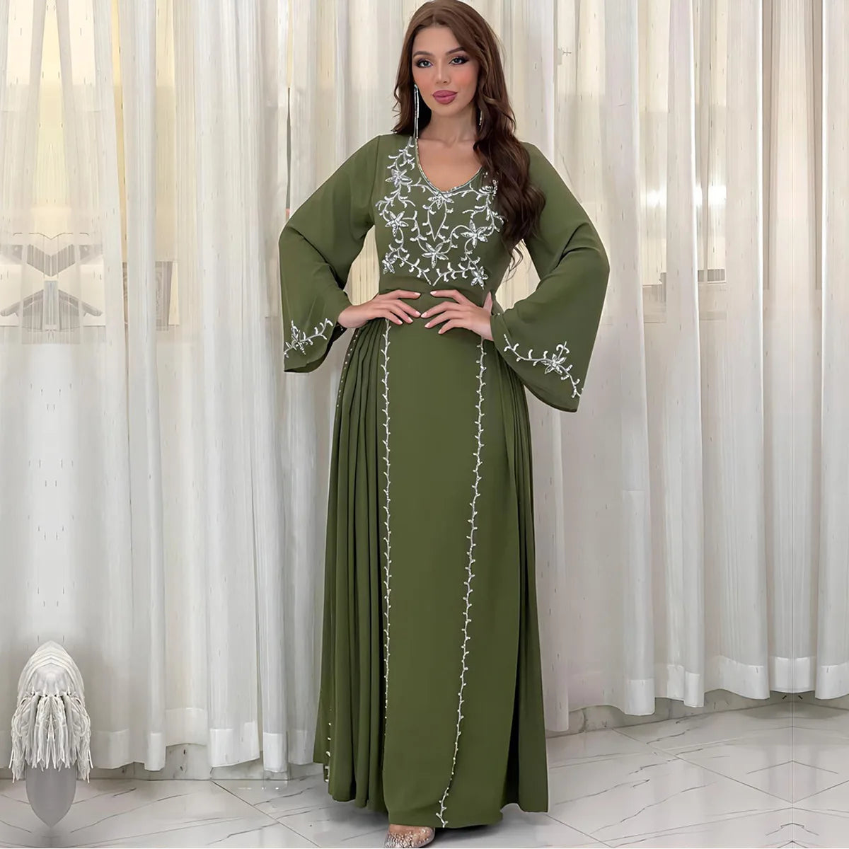 Caftan Marocain Vert - Caftania Paris