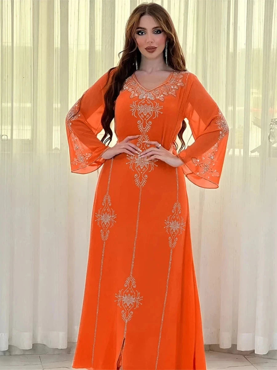 Caftan Marocain Orange - Caftania Paris