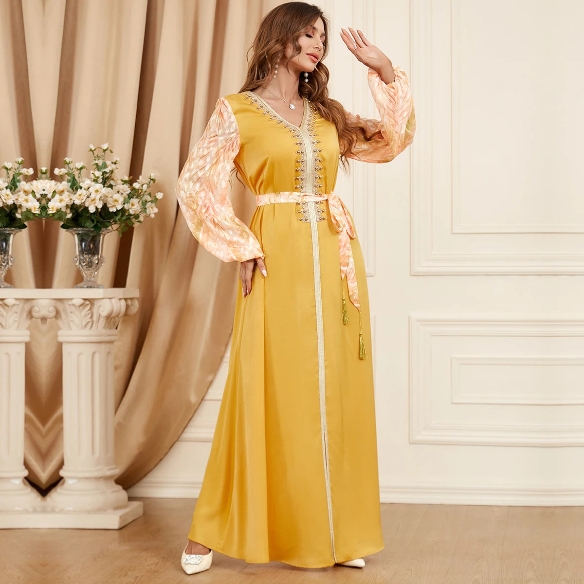 Caftan Jaune Canari - Caftania Paris