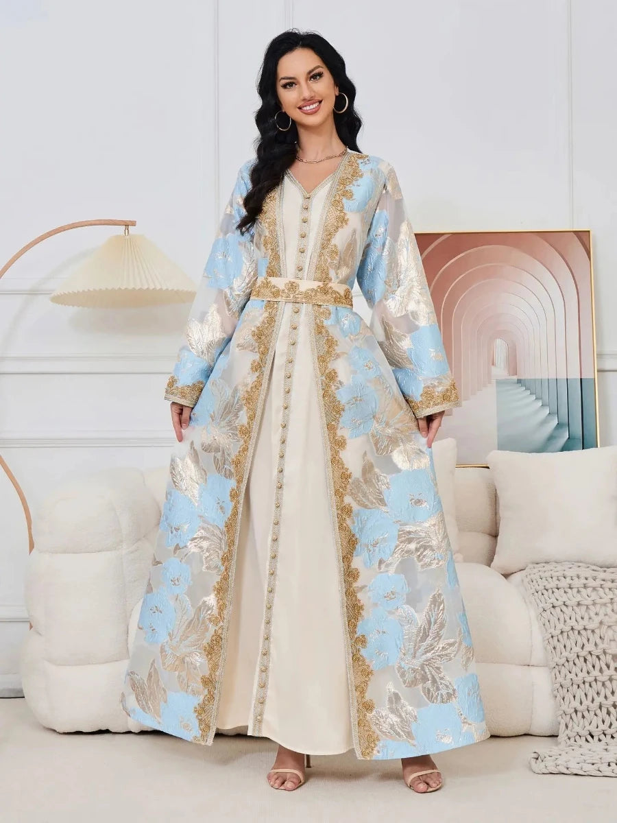 Caftan Blanc Argenté - Caftania Paris