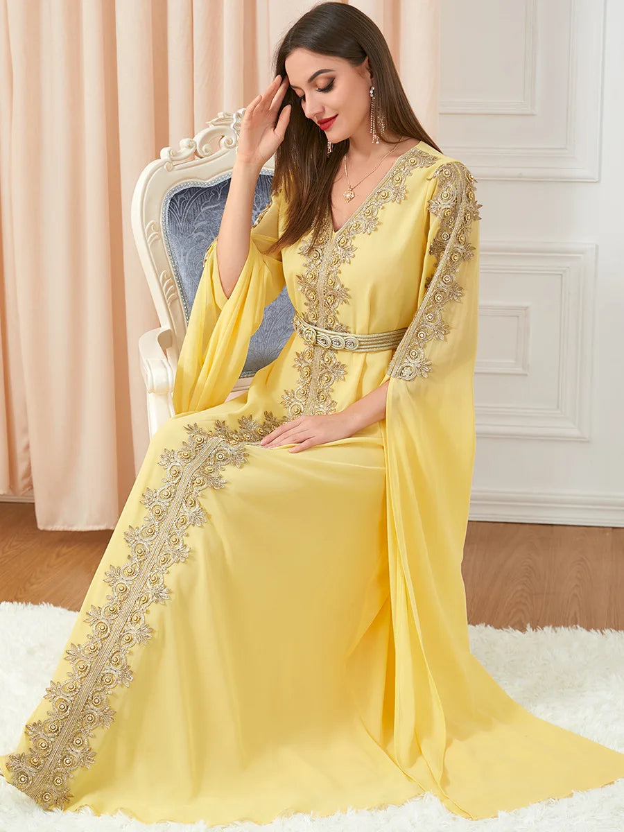 Caftan Jaune Poussin - Caftania Paris